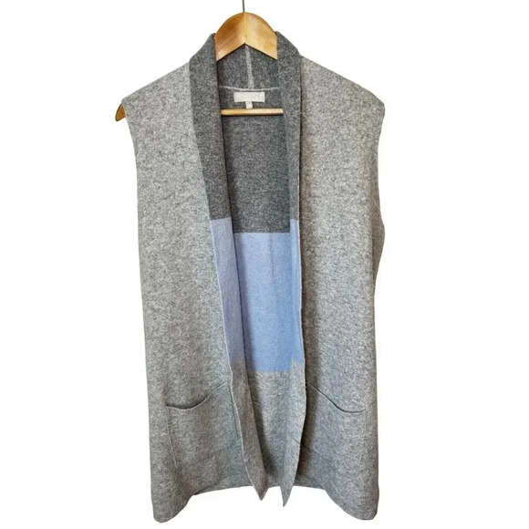 Benedetta B. Sleeveless Merino Wool Cashmere Blend Open Front Cardigan Women's M - Picture 1 of 8
